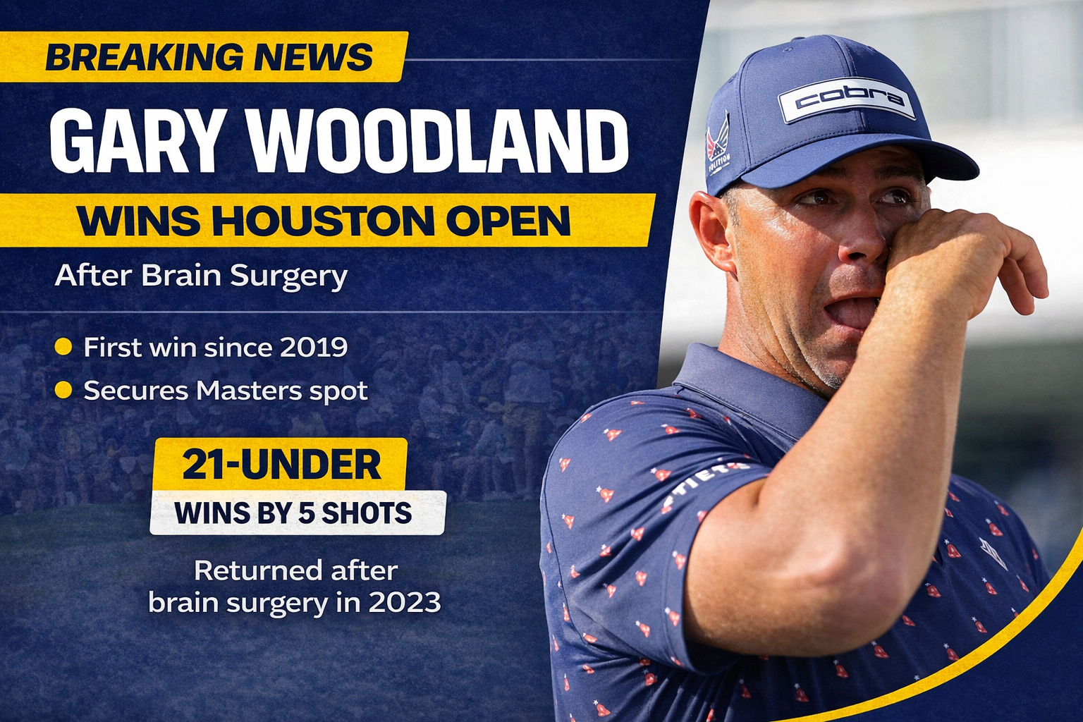 Gary Woodland wins Houston Open after brain surgery with 21-under par victory