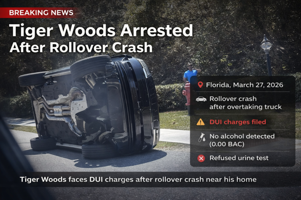 Tiger Woods arrested after rollover crash in Florida with DUI charges filed